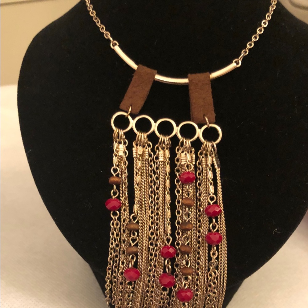 Boho fringe chain necklace